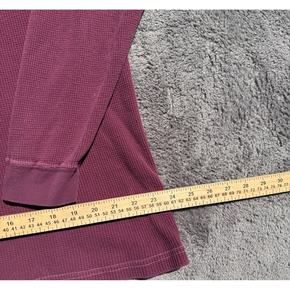 Unbranded Waffle Knit Henley Mens 2XL Burgundy Excellent Thermal Long Sleeve - Picture 5 of 6